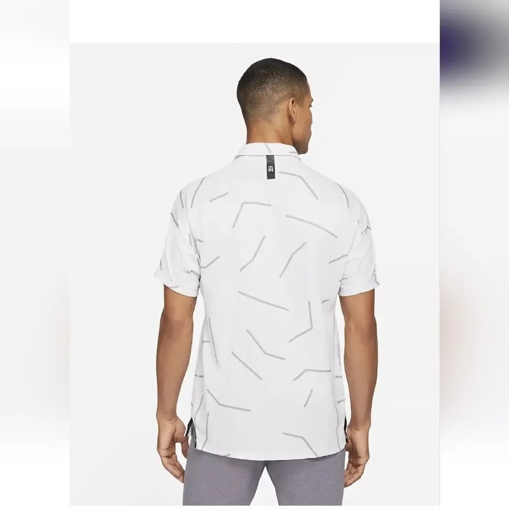 Nike Dri-fit Tiger Woods Men's Size M Polo Shirt Photon Dust Black CU9784 025